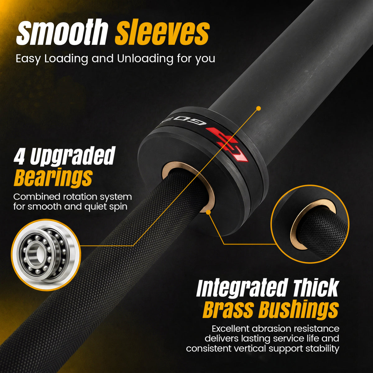 2000 lbs Capacity Olympic Weightlifting Bar for Squats & Home Gym - Black, Variation of THIS Listing