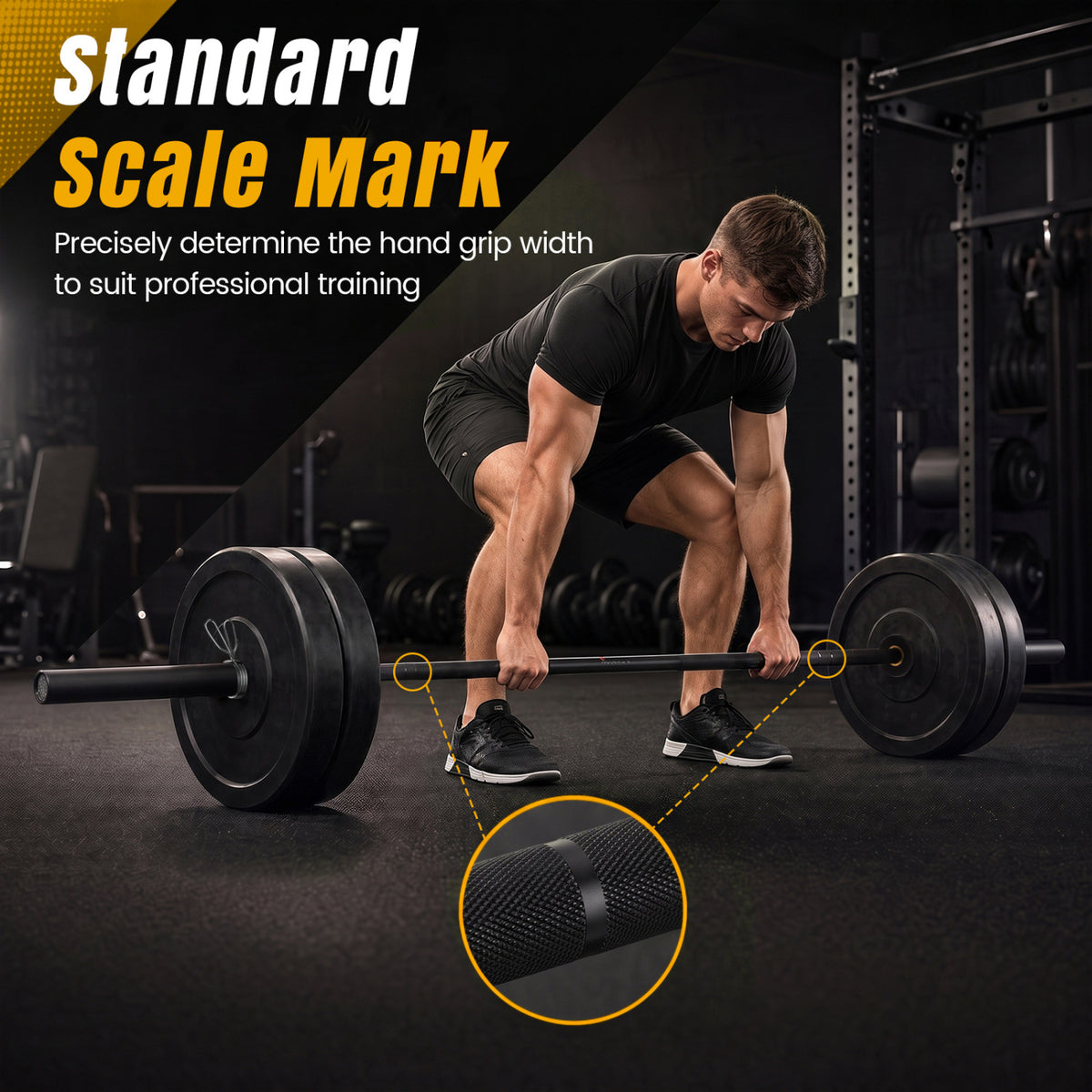 2000 lbs Capacity Olympic Weightlifting Bar for Squats & Home Gym - Black, Variation of THIS Listing