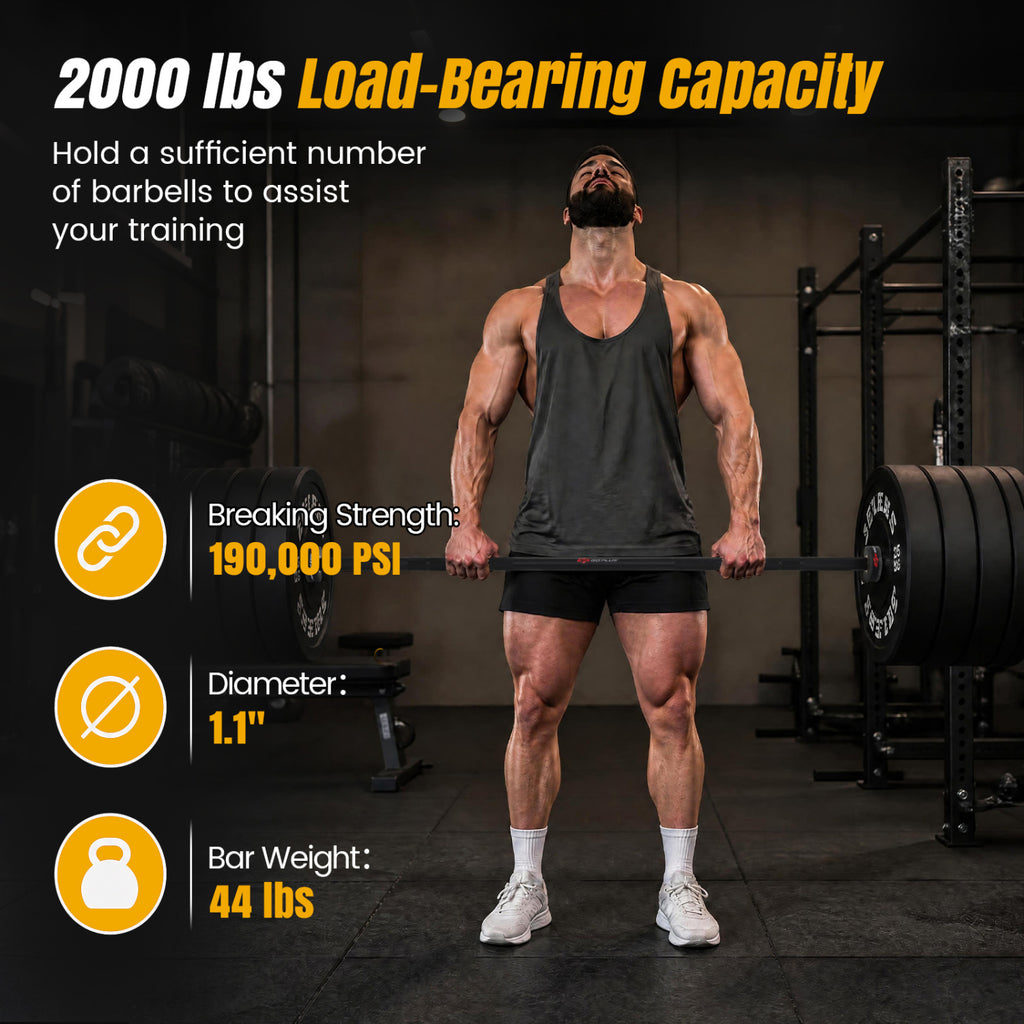 2000 lbs Capacity Olympic Weightlifting Bar for Squats & Home Gym - Black, Variation of THIS Listing