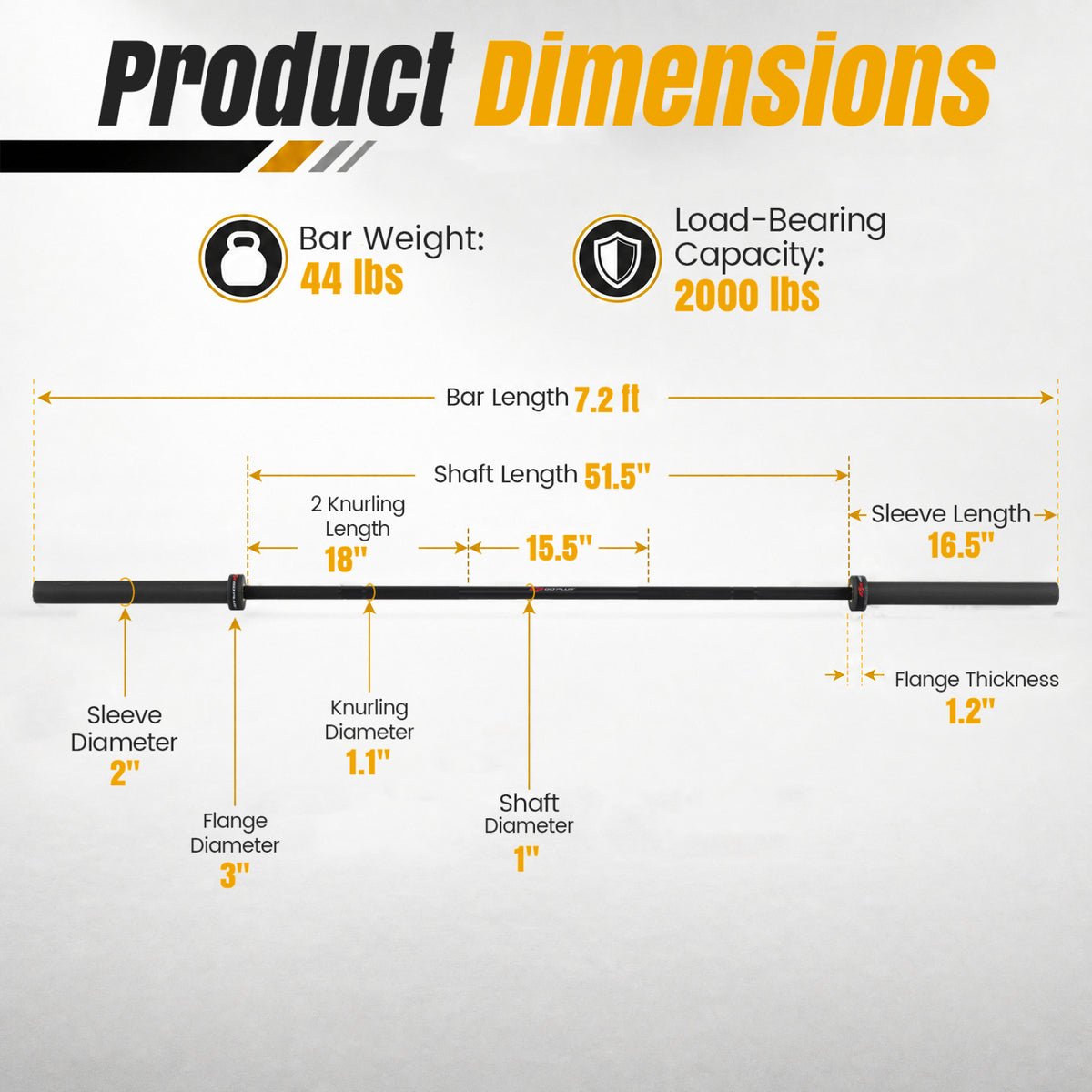 2000 lbs Capacity Olympic Weightlifting Bar for Squats & Home Gym - Black, Variation of THIS Listing
