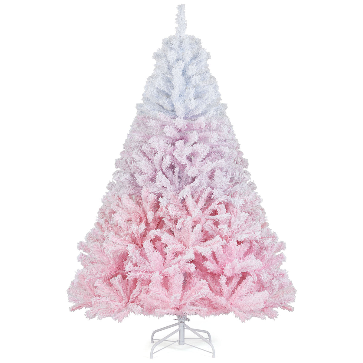 Artificial Christmas Tree 6 ft with Pink & White Tips, Metal Stand, 456 Tips