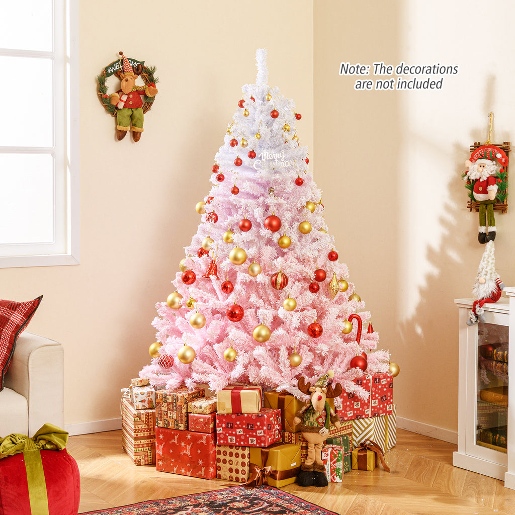 Artificial Christmas Tree 6 ft with Pink & White Tips, Metal Stand, 456 Tips