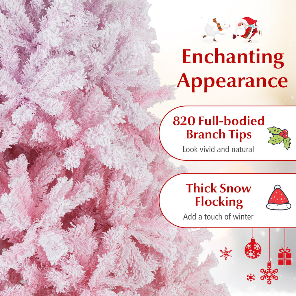 Artificial Christmas Tree 6 ft with Pink & White Tips, Metal Stand, 456 Tips