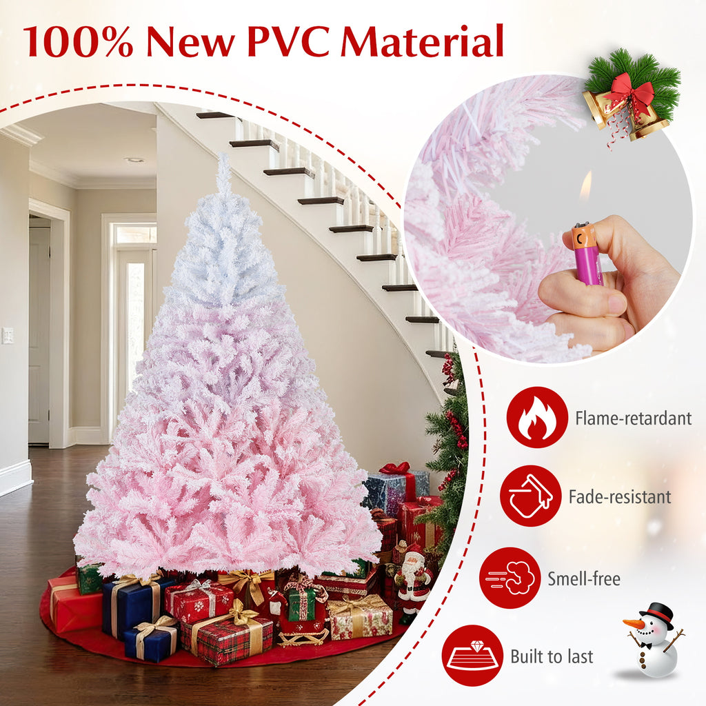 Artificial Christmas Tree 6 ft with Pink & White Tips, Metal Stand, 456 Tips