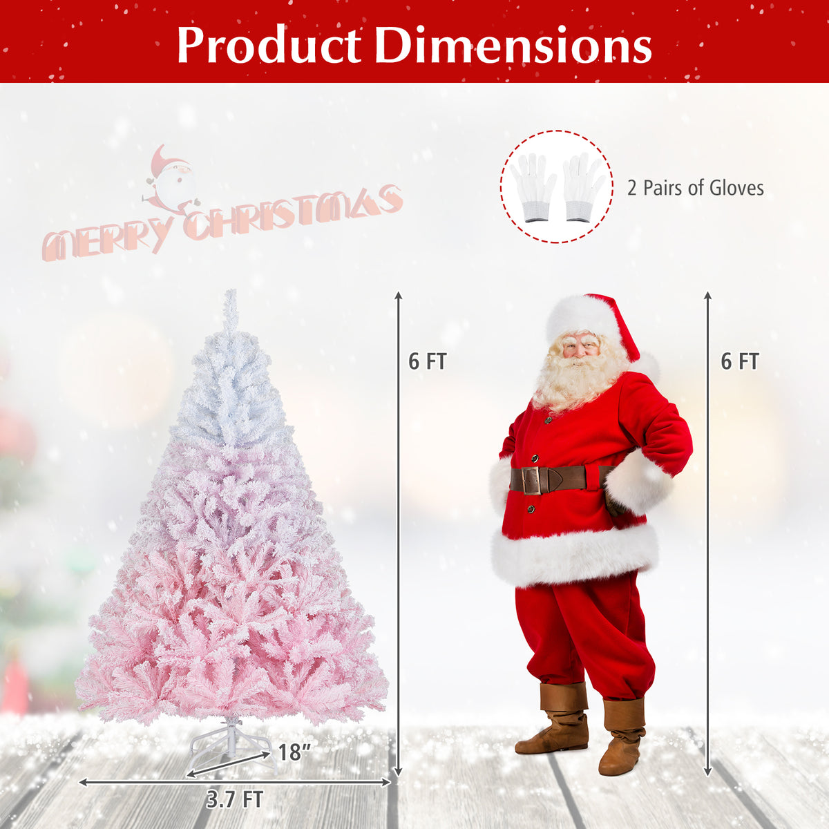 Artificial Christmas Tree 6 ft with Pink & White Tips, Metal Stand, 456 Tips