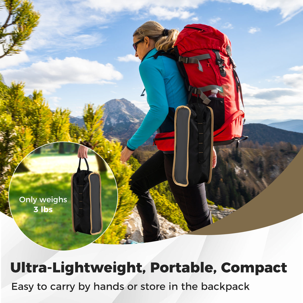 Portable Camping Chair with Carrying Bag - Coffee