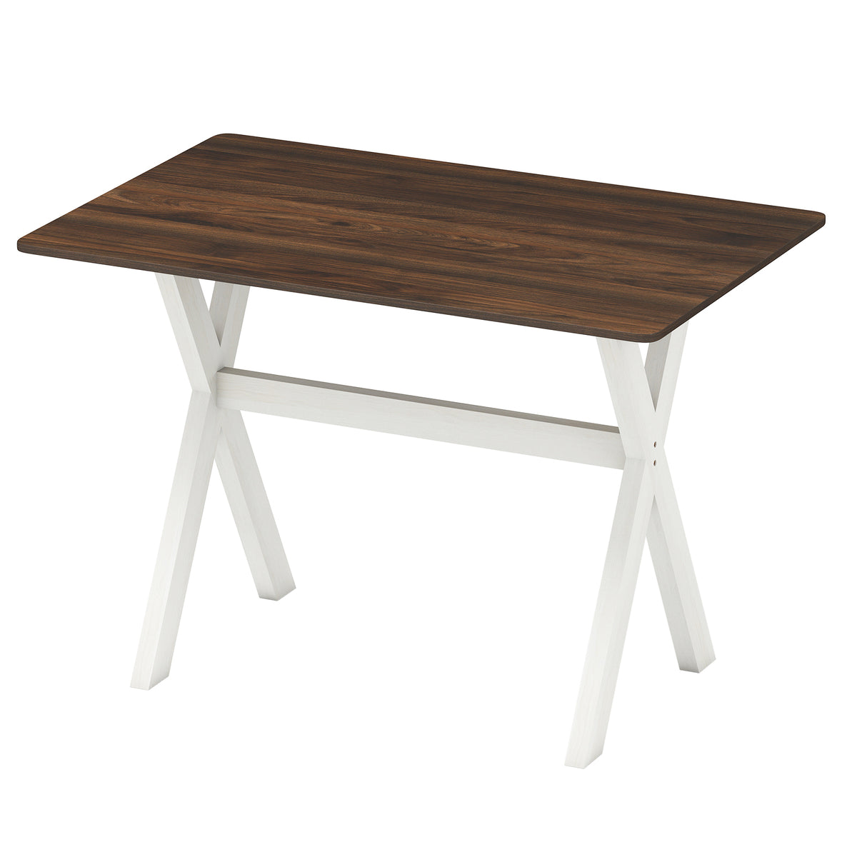 Wooden Dining Table with X-Shaped Frame - White