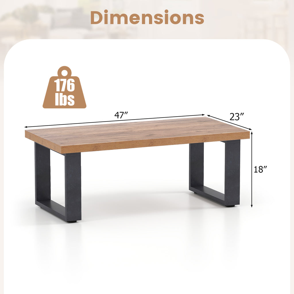 47" Farmhouse Coffee Table with Thickened Tabletop - Oak