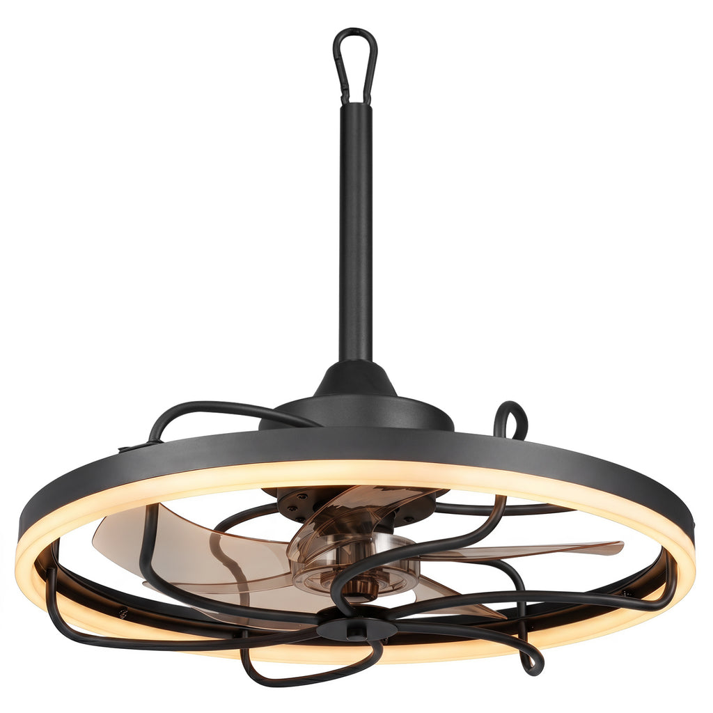 20-Inch Ceiling Fan with Dimmable LED Light, 6 Speeds & Timer - Style 3 Black