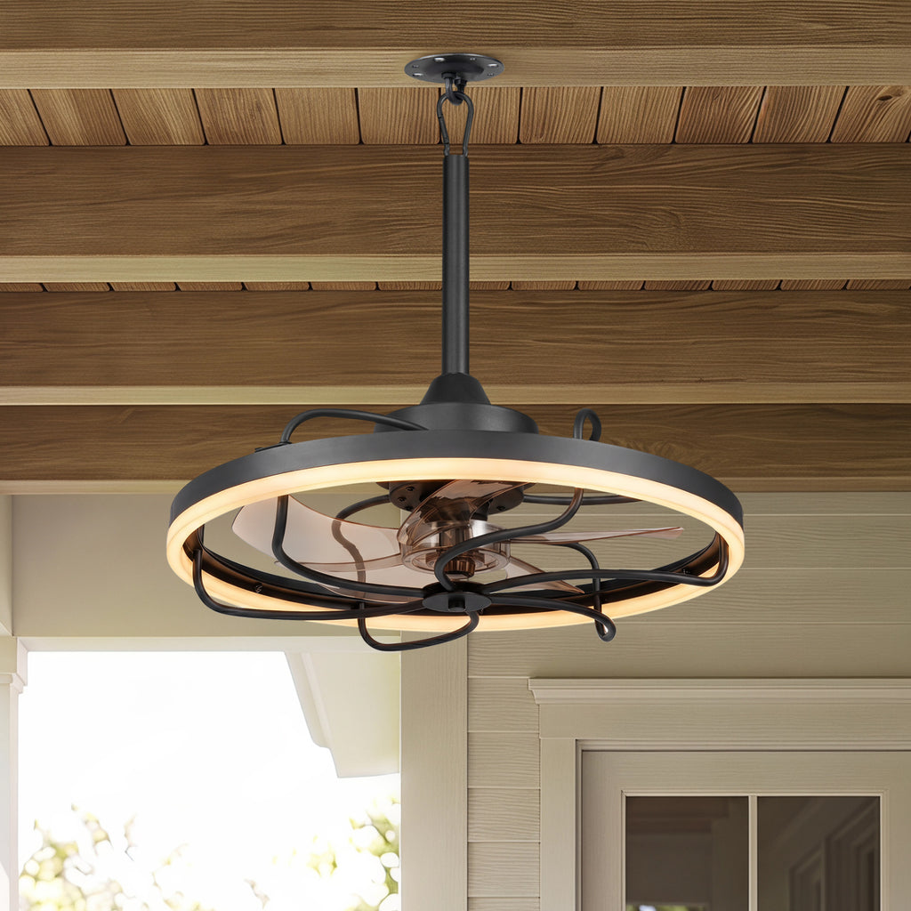 20-Inch Ceiling Fan with Dimmable LED Light, 6 Speeds & Timer - Style 3 Black
