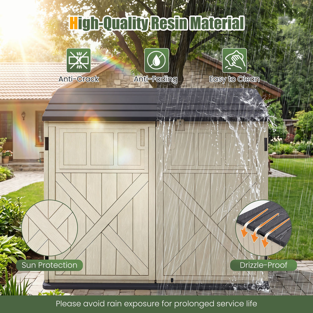 20 Cu.Ft Horizontal Resin Storage Shed with Adjustable Shelf