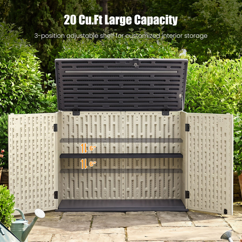 20 Cu.Ft Horizontal Resin Storage Shed with Adjustable Shelf