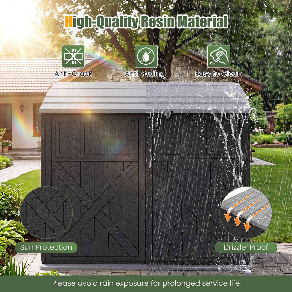 20 Cu.Ft Horizontal Resin Storage Shed with Adjustable Shelf