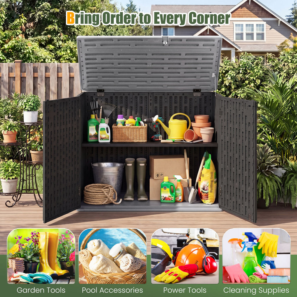 20 Cu.Ft Horizontal Resin Storage Shed with Adjustable Shelf