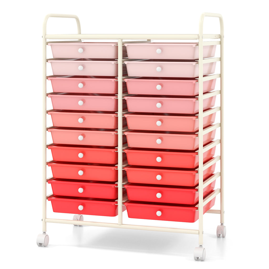 20-Drawer Rolling Storage Cart, Gradient Pink
