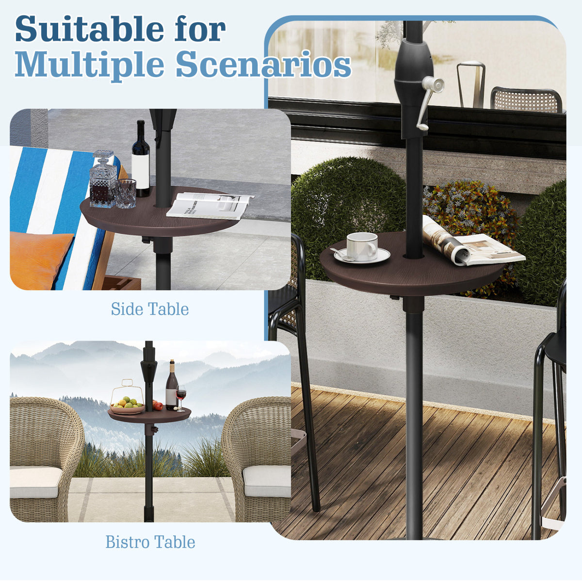 20 Inch Patio Umbrella Table - Coffee
