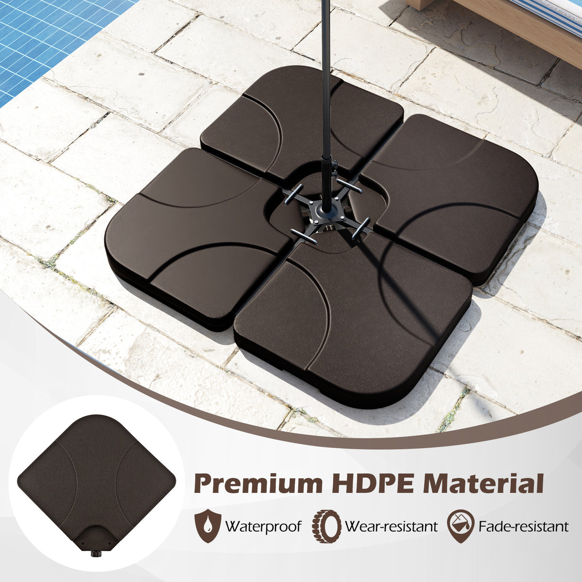 20 Inch Patio Offset Water Filled Plate Umbrella Base Sand