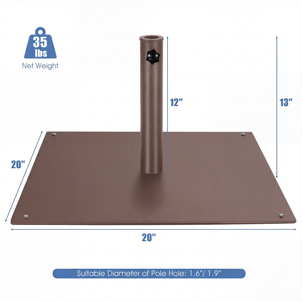 Patio Umbrella Base Stand 20x20 Inch, Brown Weighted