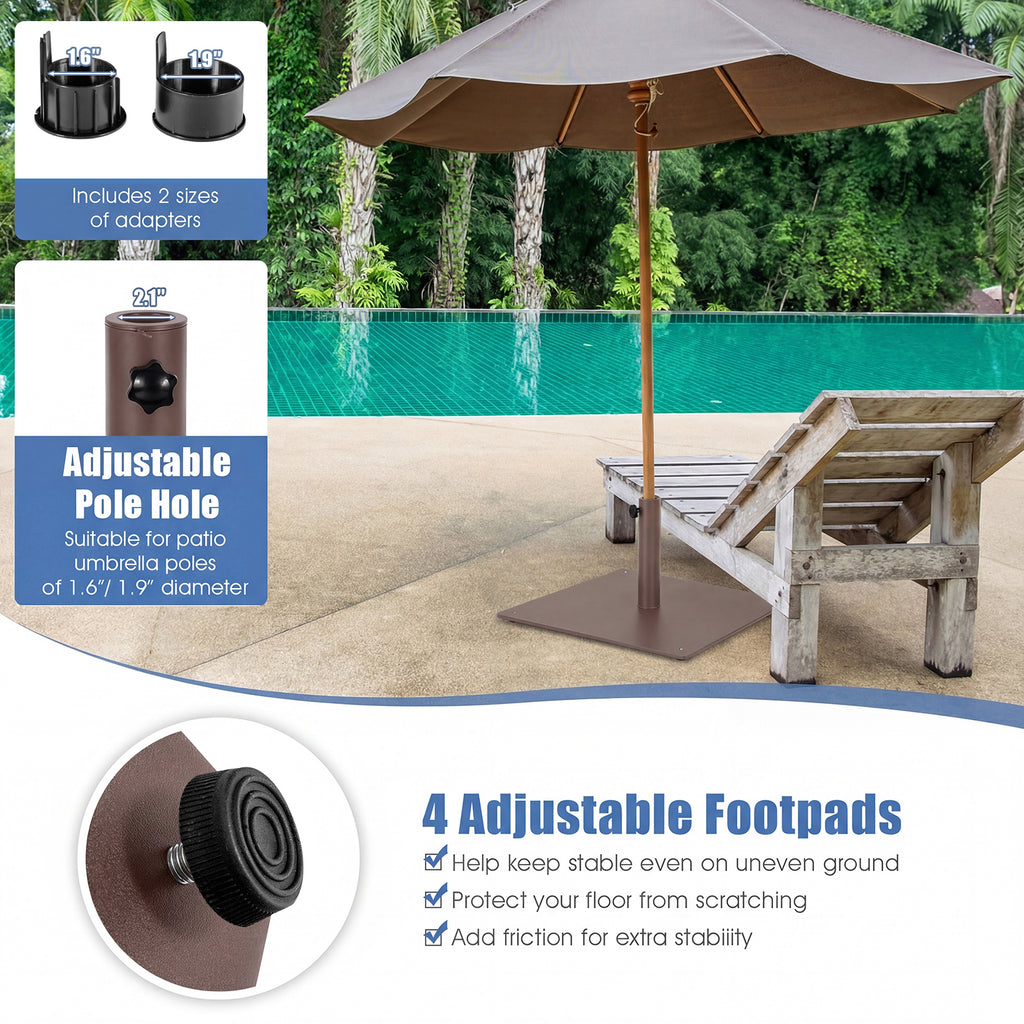 Patio Umbrella Base Stand 20x20 Inch, Brown Weighted