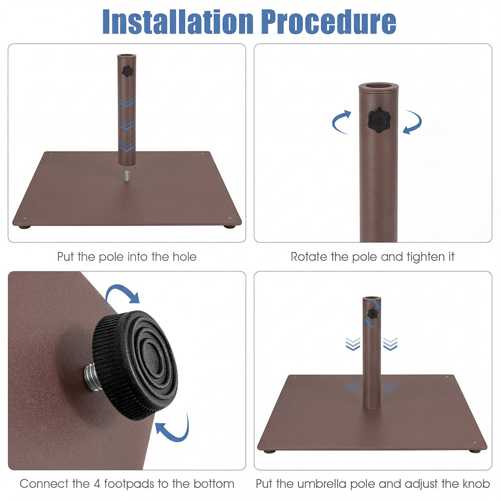 20 Inches Patio Umbrella Base Stand with 4 Adjustable Footpads