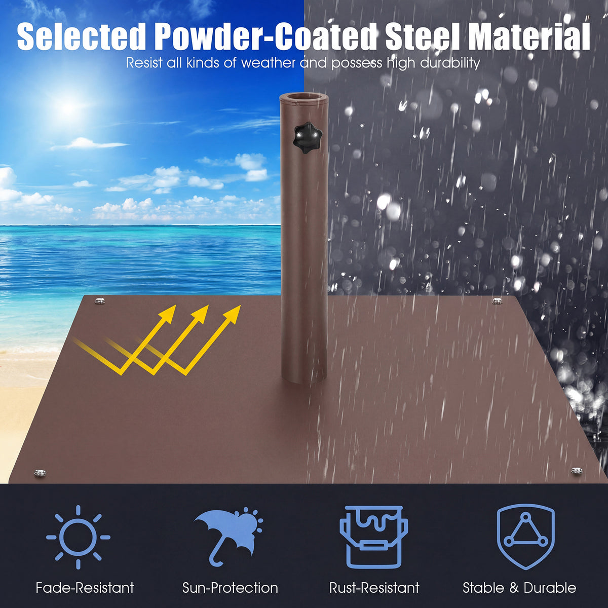 Patio Umbrella Base Stand 20x20 Inch, Brown Weighted