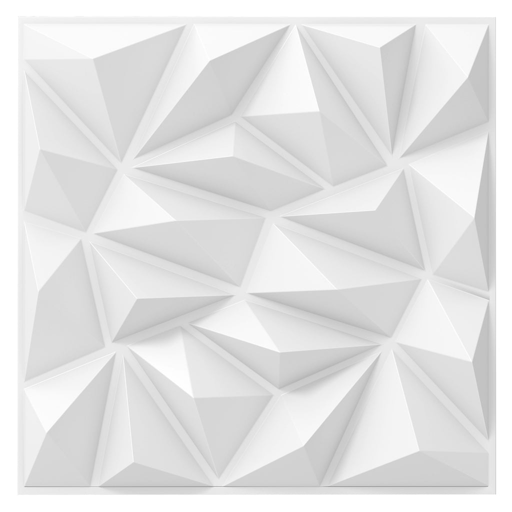White 3D Wall Panels 12x12 Inch PVC Interior Wall Decor - 100 Pack with Diamond Accent - Variation of THIS listing