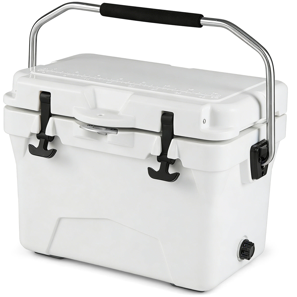 20 Quart Portable Hard Cooler with Ruler & Bottle Opener - White