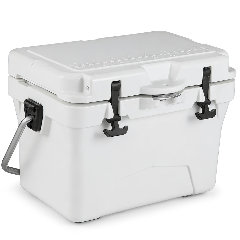 20 Quart Portable Hard Cooler with Ruler & Bottle Opener - White