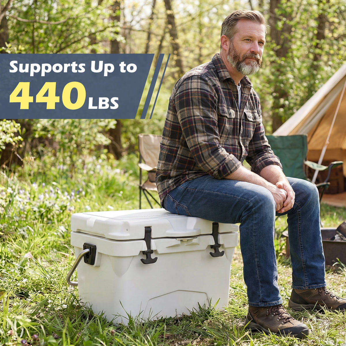 20 Quart Portable Hard Cooler with Ruler & Bottle Opener - White