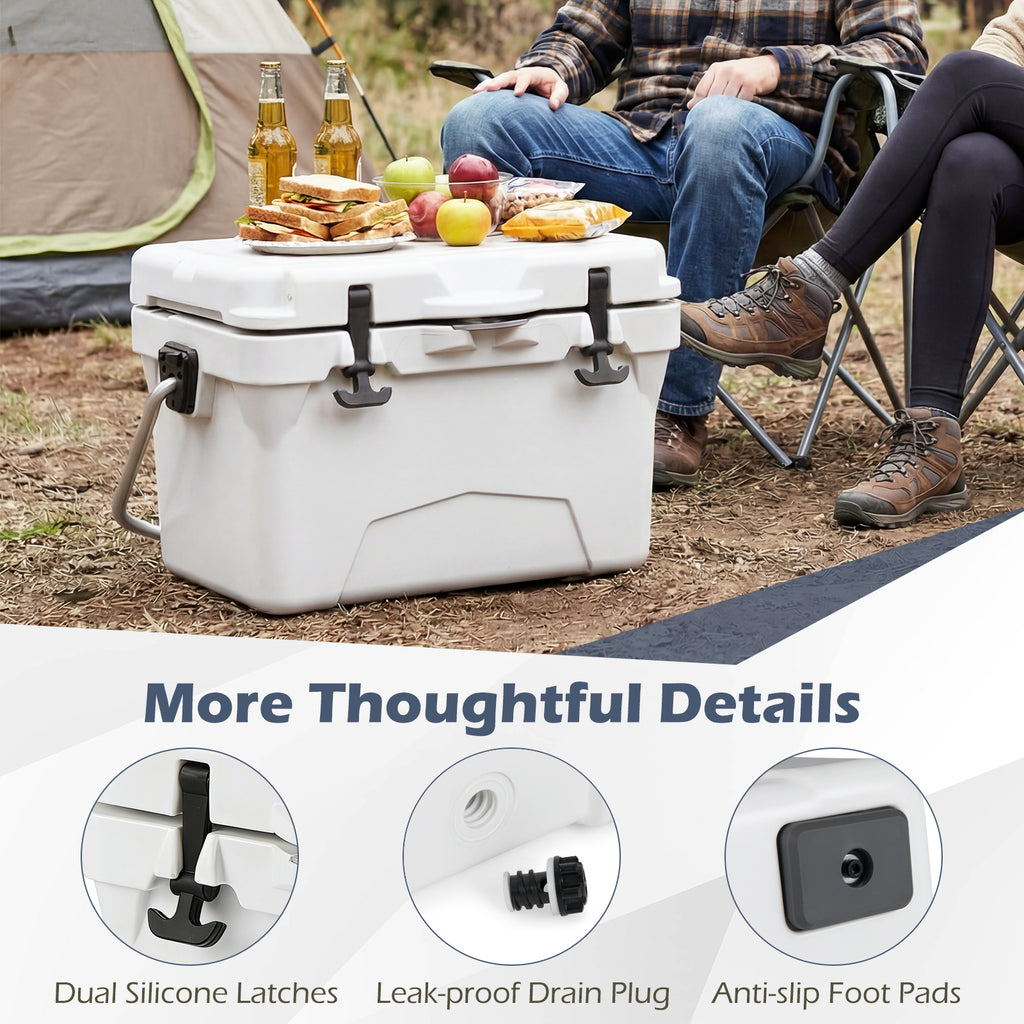 20 Quart Portable Hard Cooler with Ruler & Bottle Opener - White