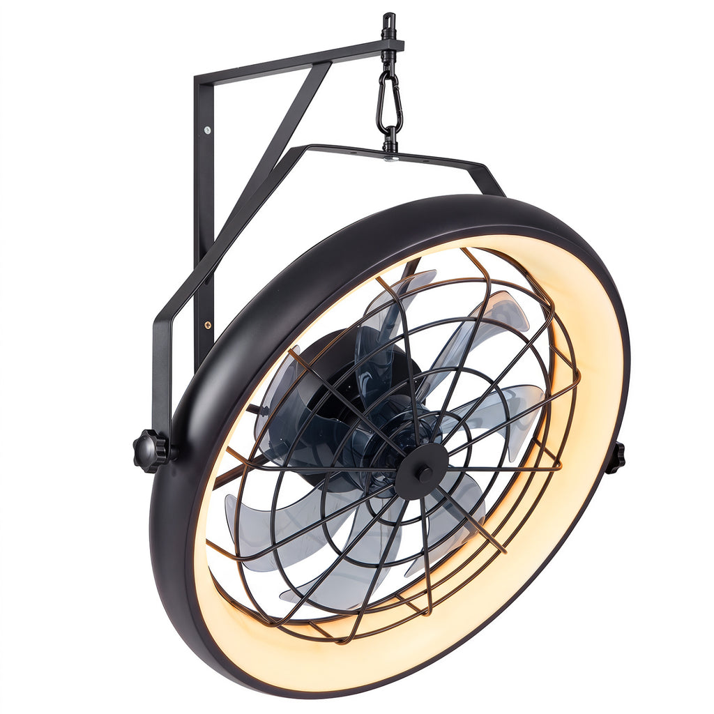 Wall Mounted Fan with Dimmable 3CCT LED Light & Timer - Style 1 Black