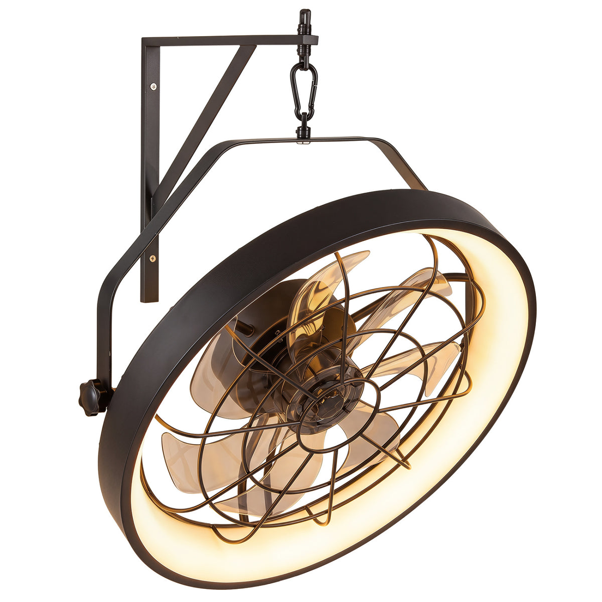 Wall Mounted Fan with Dimmable 3CCT LED Light & Timer - Style 1 Black