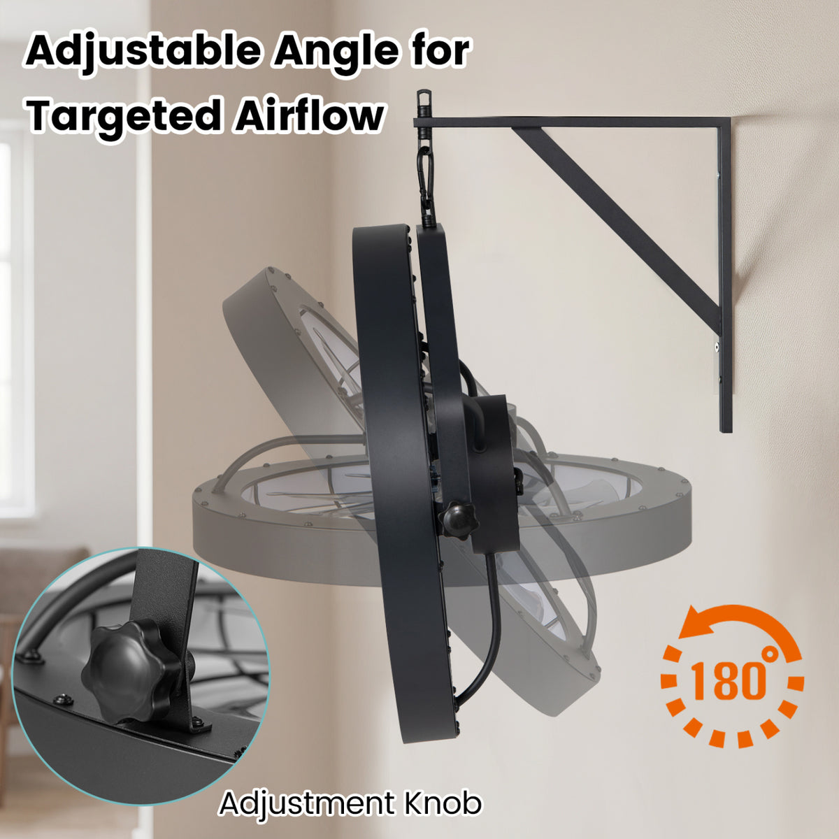 Wall Mounted Fan with Dimmable 3CCT LED Light & Timer - Style 1 Black