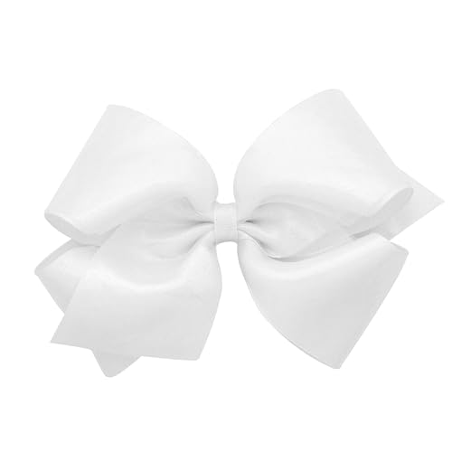 Wee Ones Girls' Sheer Iridescent and Grosgrain Overlay Hair Bow on a WeeStay Hair Clip, King, White