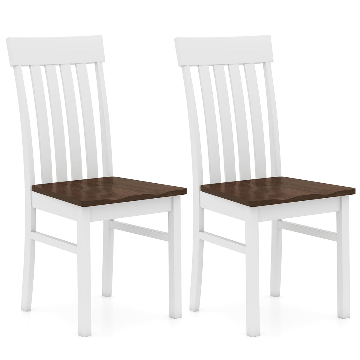 Set of 2 Armless Dining Chairs, High Backrest, White Farmhouse