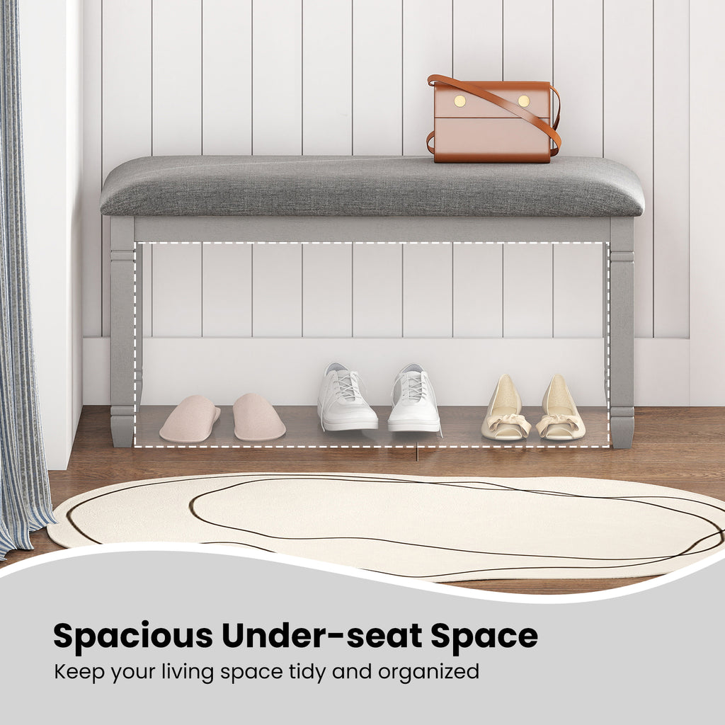 Upholstered Bedroom Bench with Storage, Gray