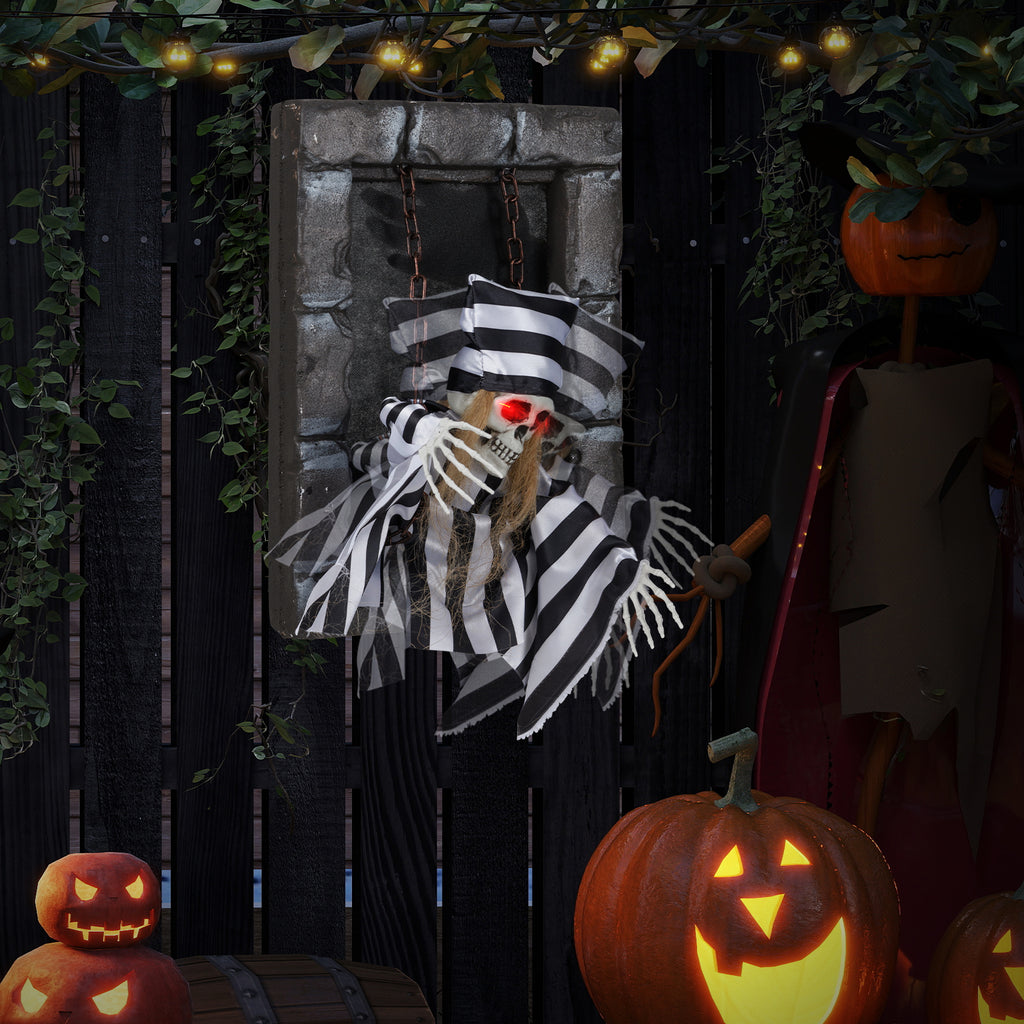 Halloween Hanging Skull Prisoner Decor - Light & Sound Activation, Variation B