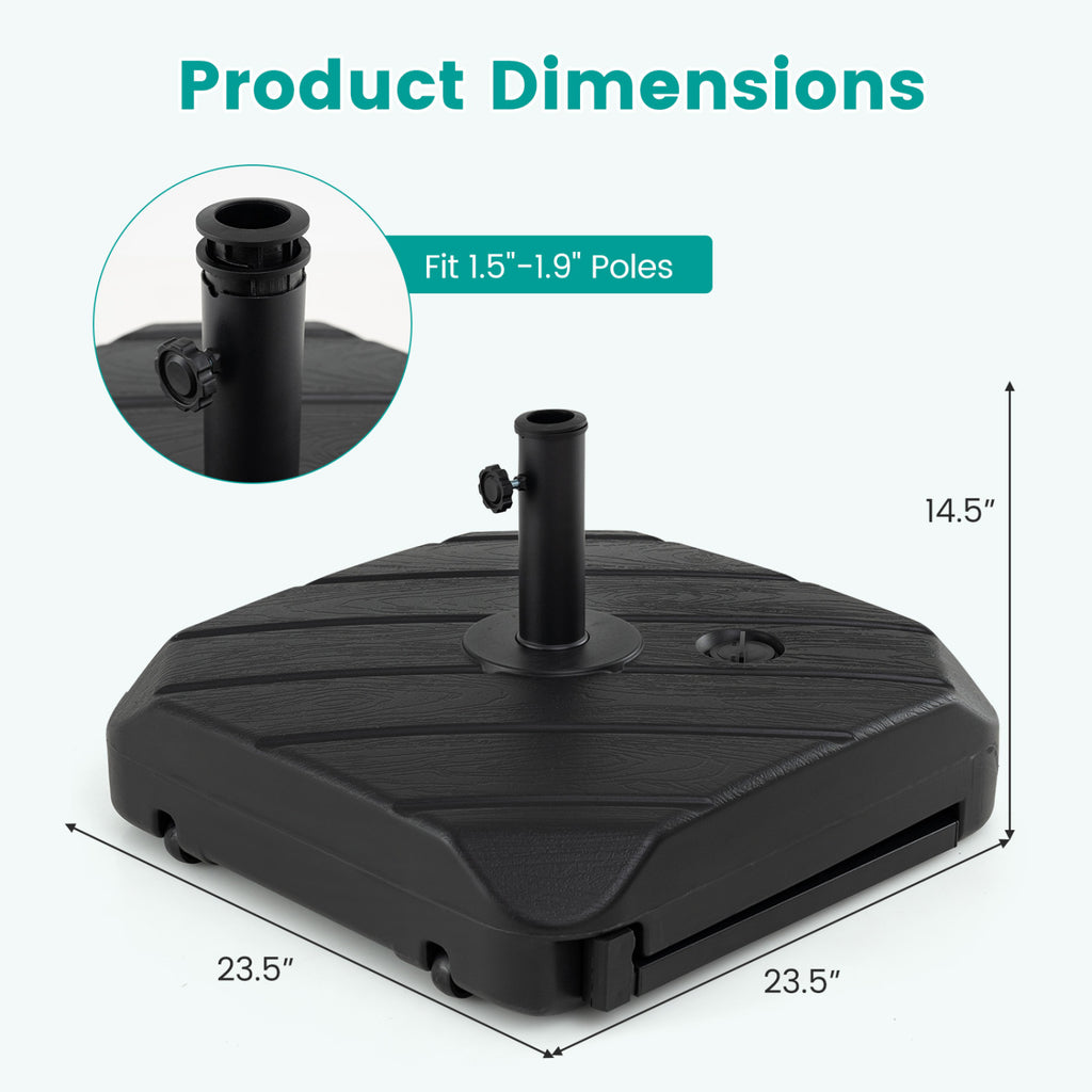 Fillable Patio Umbrella Base with Wheels - 211 LBS Capacity