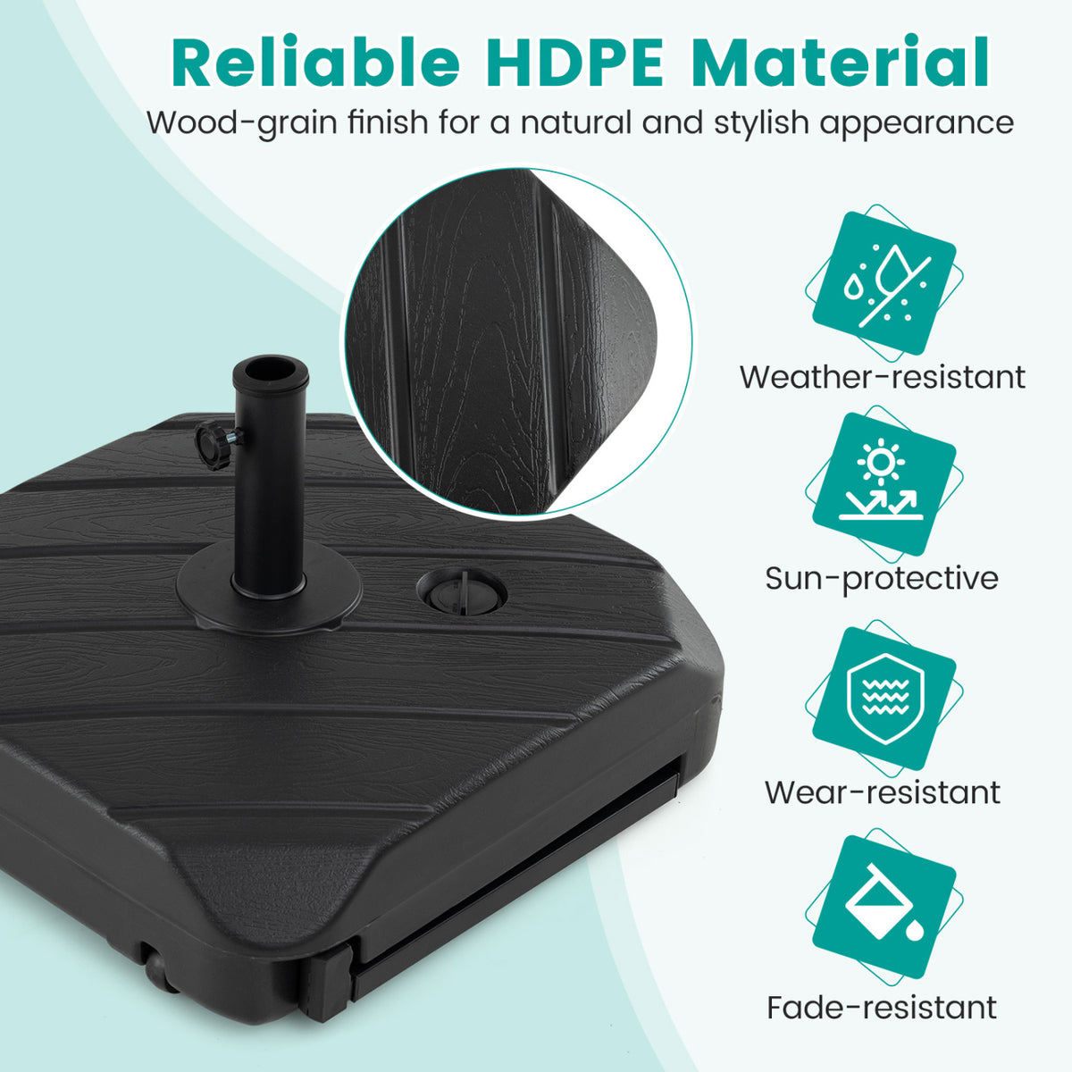 Fillable Patio Umbrella Base with Wheels - 211 LBS Capacity