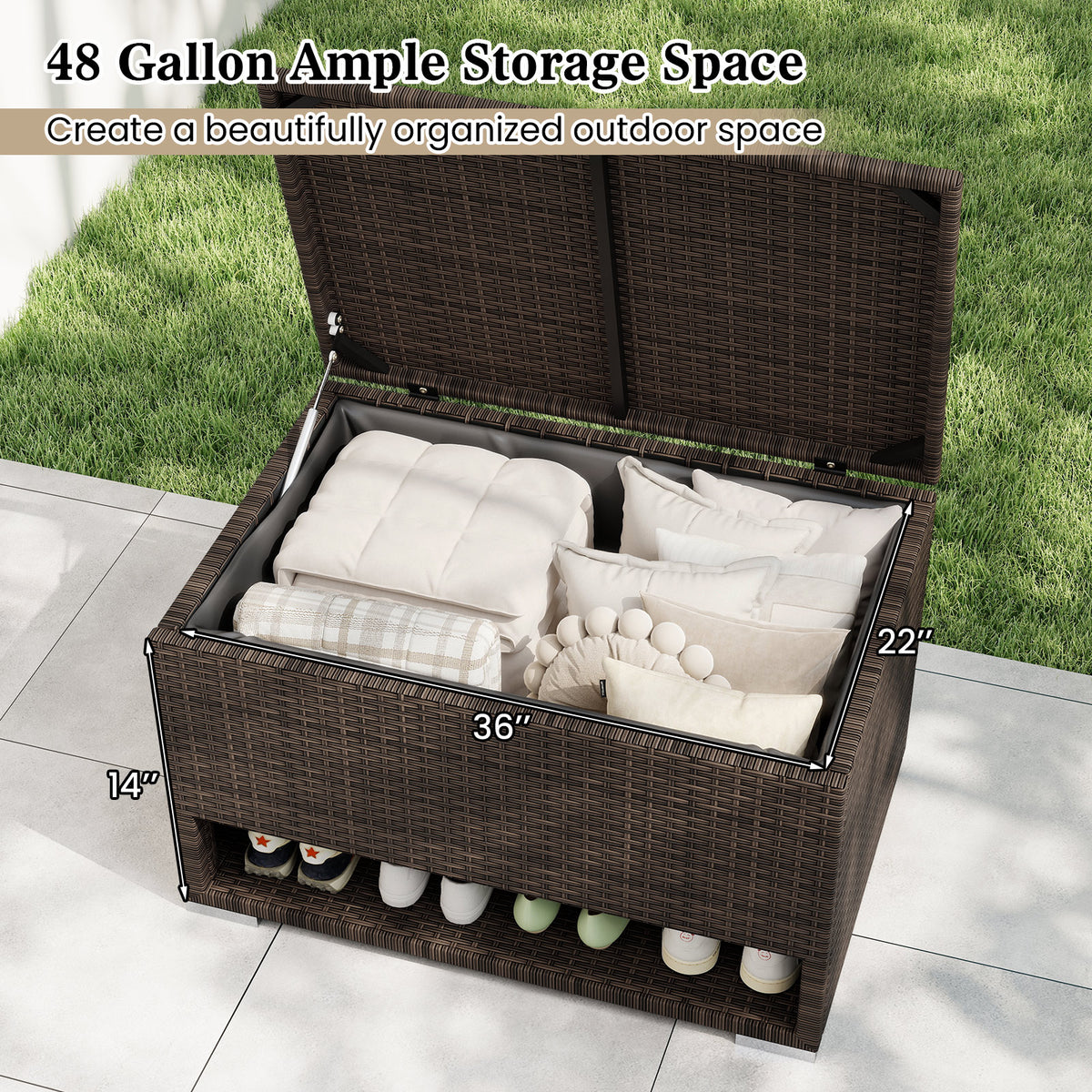 PE Rattan Storage Bin with Waterproof Liner