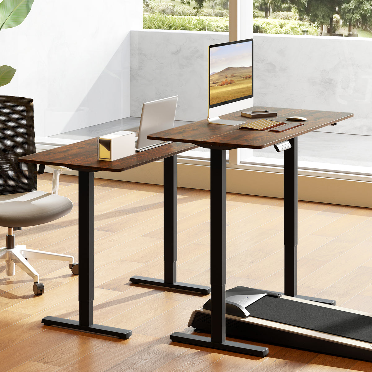 48 x 24 Electric Standing Desk with Memory Settings - Rustic Brown