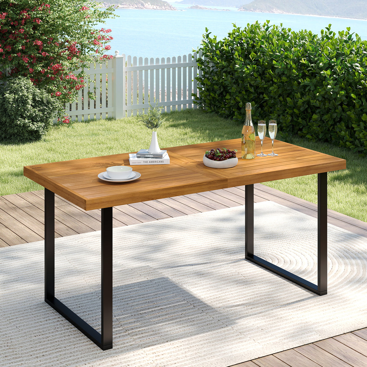 Acacia Wood Dining Table for 6 - 63" x 32"