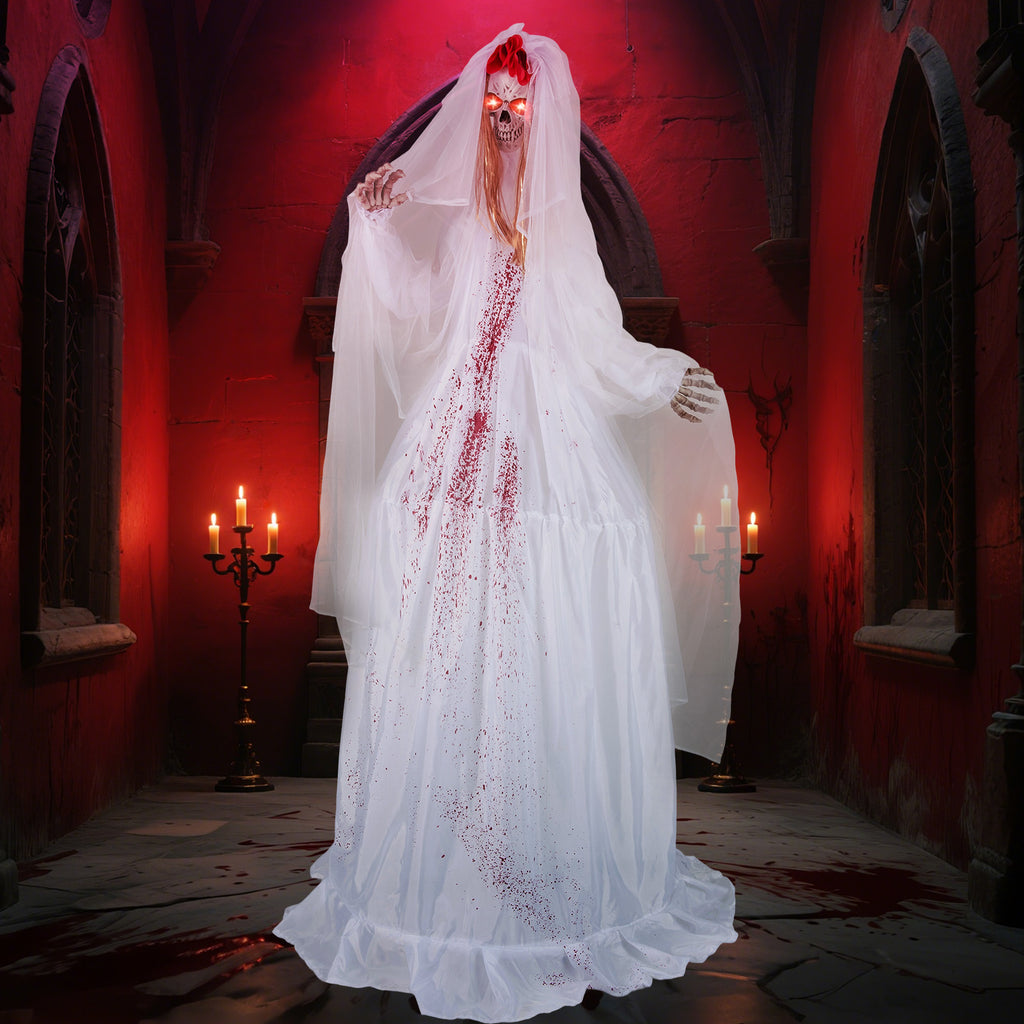 Halloween Animatronic Standing Bride 7.2 FT Haunted House Decoration - Bride Variation