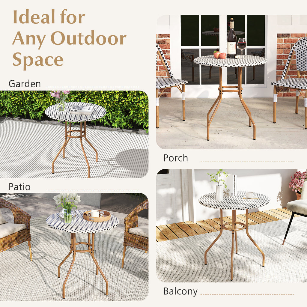 27.5" PE Rattan Bistro Table - White