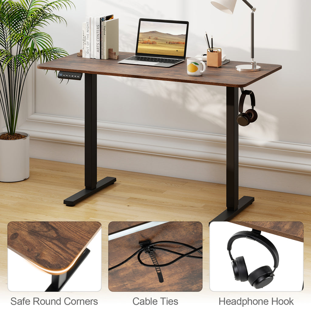 48 x 24 Electric Standing Desk with Memory Settings - Rustic Brown