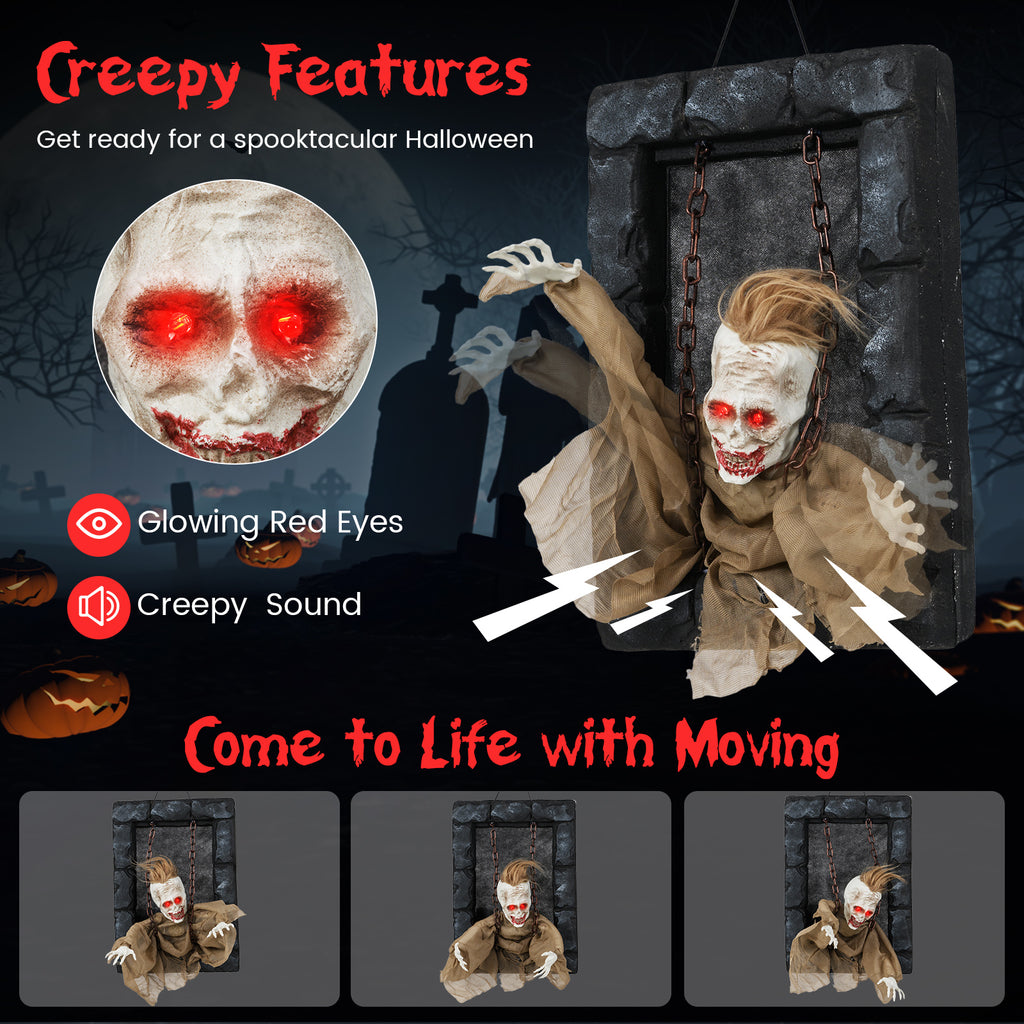 Halloween Hanging Animated Zombie Prisoner Decoration Sound Activated - Variation A