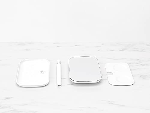 Brabantia Renew 360° Adjustable Vanity Bathroom Mirror with Stand & Storage Tray (White) Non-Slip Tray for Makeup, Jewellery, Shaving Accessories (8x8x11)