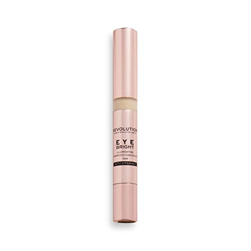Makeup Revolution Eye Bright Concealer, Buildable Coverage, Dewy Finish, Fair, 3ml