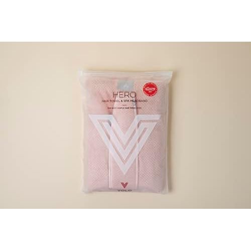 VOLO Cloud Pink Hero Hair Towel + Facial Spa Headband for Women | Wrap Towel + Headband For Washing Face & Makeup | Ultra-Soft, Fast Drying, Anti-Frizz Nanoweave Fabric | Reusable Package | Microfiber