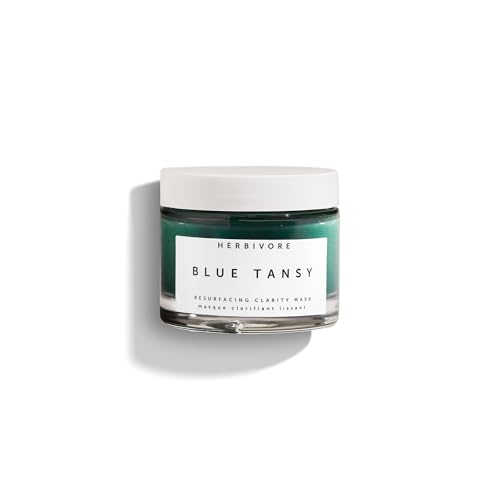 HERBIVORE Blue Tansy BHA & Enzyme Pore Refining Mask - Naturally Clarifies Acne, Blemishes & Redness, Vegan & Cruelty-Free, 60 mL / 2.02 oz